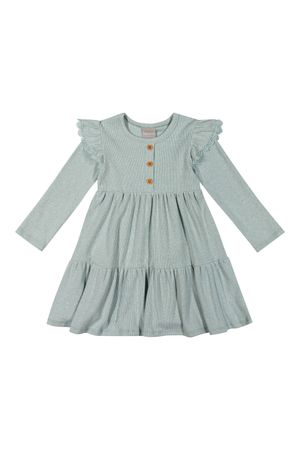 Vestido Infantil Menina Canelado Com Babados Colorittá Verde