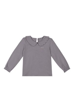 Blusa Infantil Menina Manga Longa Com Gola Colorittá Cinza