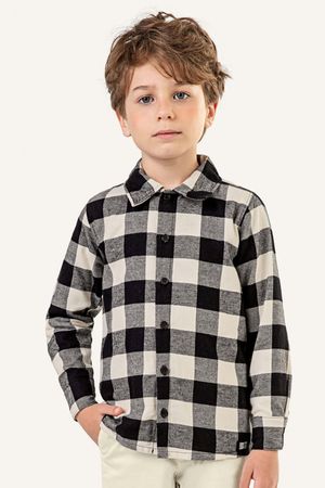 Camisa Infantil Menino Xadrez Flanela Colorittá Bege