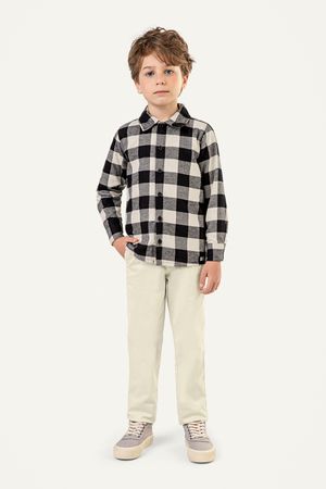 Camisa Infantil Menino Xadrez Flanela Colorittá Bege