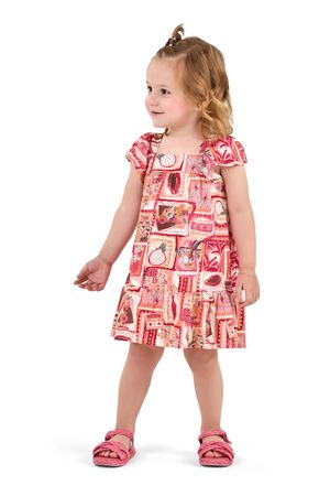 Vestido Infantil Menina Estampa Tropical Elian Laranja