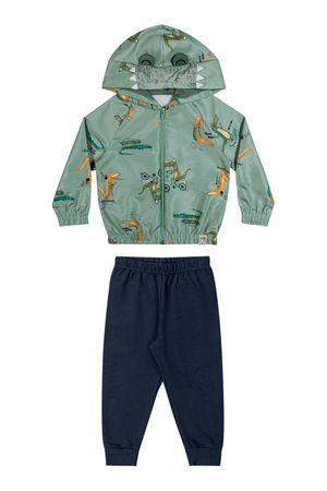 Conjunto Infantil Menino Jaqueta Crocodilos Elian Verde