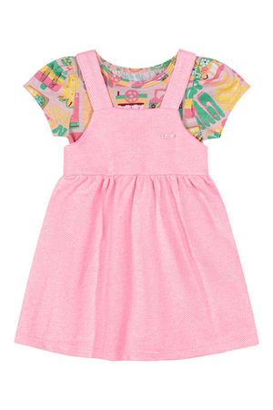Conjunto Bebê Menina Vestido e Blusa Elian Rosa