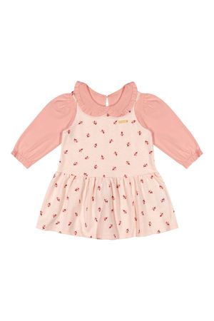 Conjunto Bebê Menina Vestido Floral e Blusa Colorittá Rosa