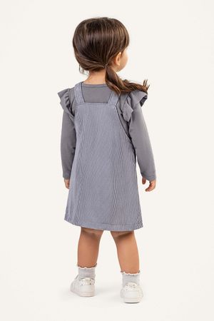 Conjunto Infantil Menina Blusa e Vestido Veludo Colorittá Cinza