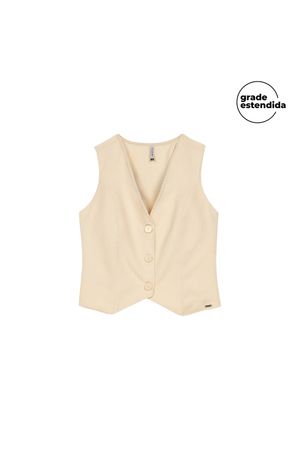 Colete Feminino Alfaiataria Veludo Marialícia Bege