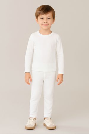 Calça Legging Infantil Unissex Malha Térmica Elian Branco