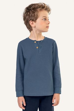 Camiseta Infantil Menino Tricô Botões Colorittá Azul