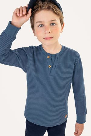 Camiseta Infantil Menino Tricô Botões Colorittá Azul