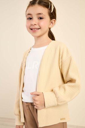 Cardigan Infantil Menina Tricô Colorittá Bege
