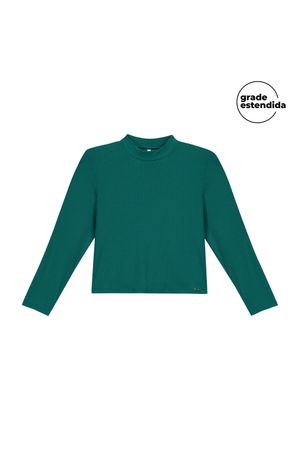 Blusa Feminina Canelada Manga 7/8 Marialícia Verde