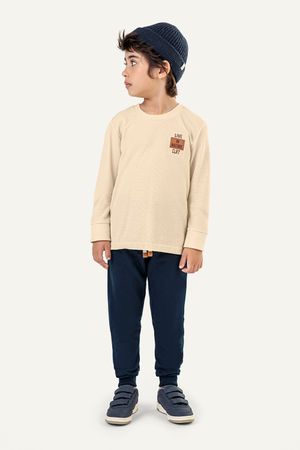 Conjunto Longo Infantil Menino Com Bordado Colorittá Bege