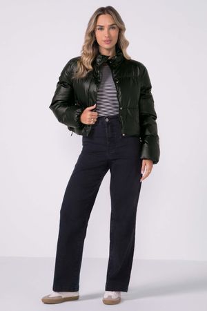 Jaqueta Feminina Puffer Com Regulagem Marialícia Preto