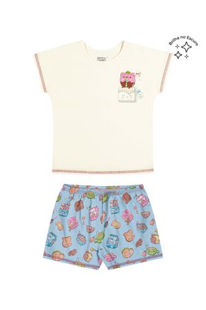 Pijama Infantil Menina Doces Brilha no Escuro Elian Bege
