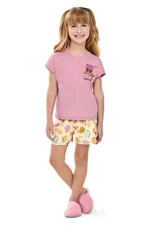 Pijama Infantil Menina Doces Brilha no Escuro Elian Rosa