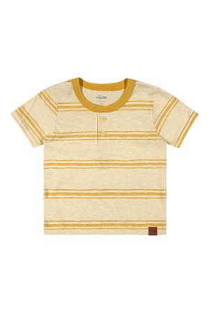 Camiseta Bebê Menino Malha Flamê Listrada Elian Amarelo