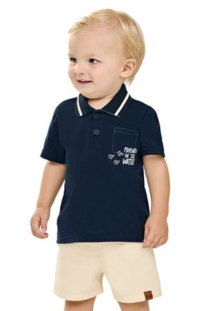 Conjunto Bebê Menino Polo Peixinhos Elian Marinho