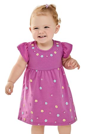 Vestido Curto Bebê Menina Floral Elian Rosa