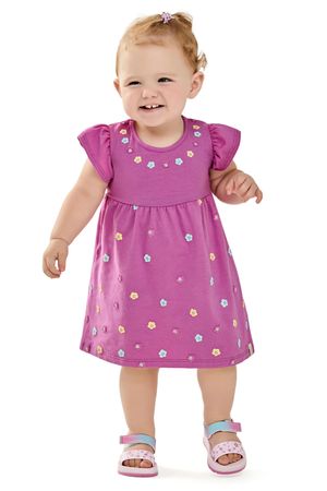 Vestido Curto Bebê Menina Floral Elian Rosa