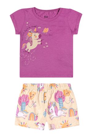 Conjunto Bebê Menina Estampa Encantada Elian Roxo