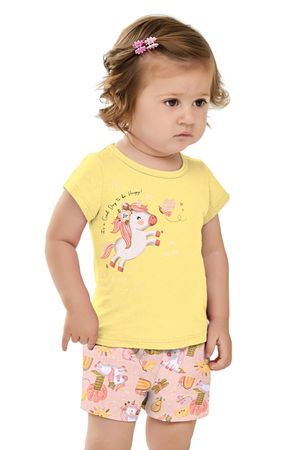 Conjunto Bebê Menina Estampa Encantada Elian Amarelo