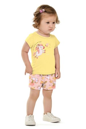 Conjunto Bebê Menina Estampa Encantada Elian Amarelo
