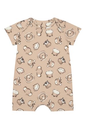 Macaquinho Bebê Menino Cotton Estampado Elian Marrom