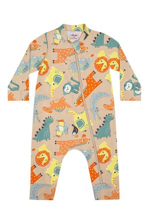 Macacão Bebê Menino Cotton Estampado Elian Marrom