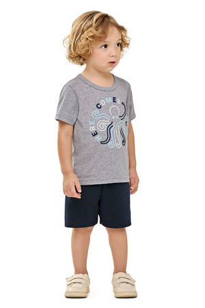 Camiseta Infantil Menino Malha Mescla Polvo Elian Cinza