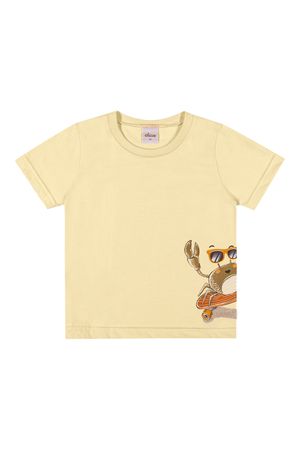 Camiseta Infantil Menino Manga Curta Caranguejo Elian Amarelo