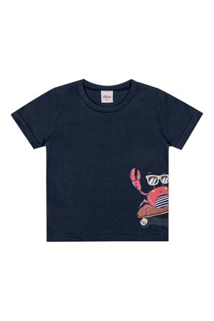 Camiseta Infantil Menino Manga Curta Caranguejo Elian Azul