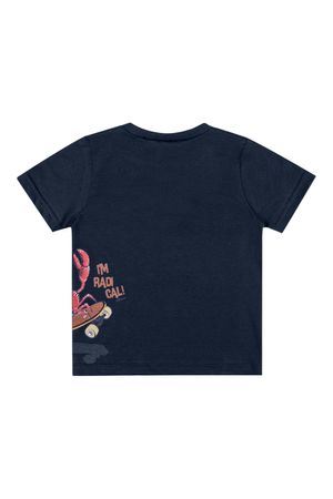 Camiseta Infantil Menino Manga Curta Caranguejo Elian Azul