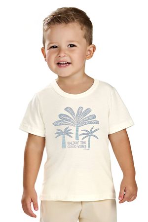 Camiseta Infantil Menino Coqueiros Elian Bege