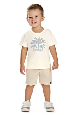 Camiseta Infantil Menino Coqueiros Elian Bege