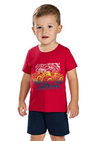 Conjunto Curto Infantil Menino Estampado Elian Vermelho