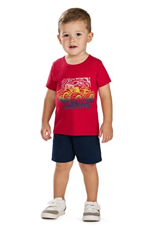 Conjunto Curto Infantil Menino Estampado Elian Vermelho