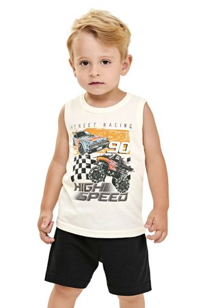 Conjunto Curto Infantil Menino Com Estampa Elian Bege