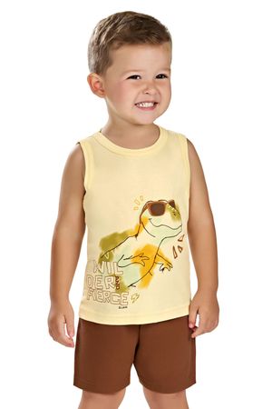Conjunto Curto Infantil Menino Estampado Elian Amarelo