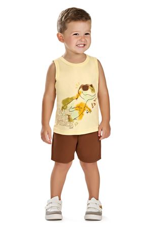 Conjunto Curto Infantil Menino Estampado Elian Amarelo