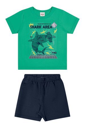 Conjunto Infantil Menino Estampa Oceano Elian Verde