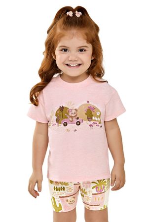 Conjunto Curto Infantil Menina Ursinha Elian Rosa