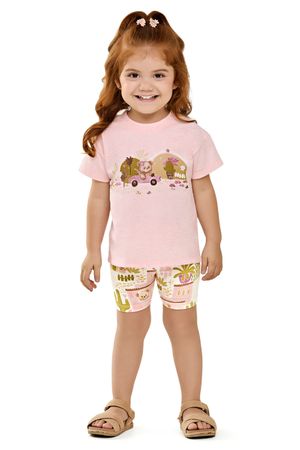 Conjunto Curto Infantil Menina Ursinha Elian Rosa