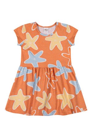 Vestido Infantil Menina Estrela-do-Mar Elian Laranja
