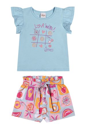 Conjunto Infantil Menina Cotton Frutinhas Elian Azul