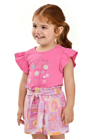 Conjunto Infantil Menina Cotton Frutinhas Elian Rosa