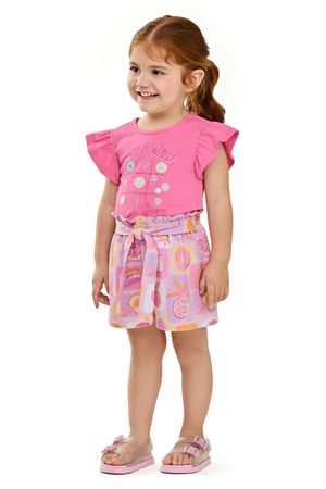 Conjunto Infantil Menina Cotton Frutinhas Elian Rosa