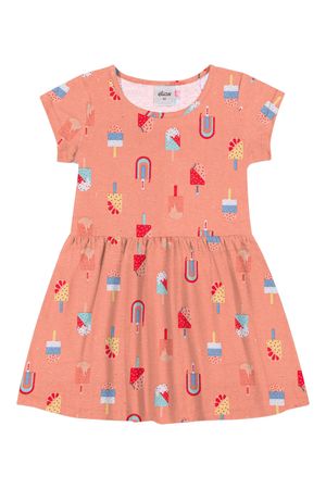 Vestido Infantil Menina Meia Malha Sorvete Elian Laranja