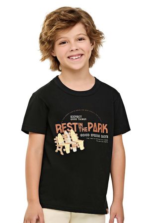Camiseta Infantil Menino Manga Curta Skate Elian Preto