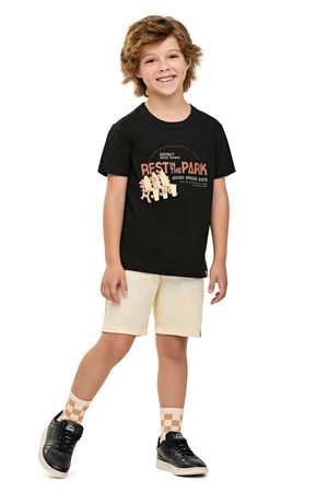 Camiseta Infantil Menino Manga Curta Skate Elian Preto
