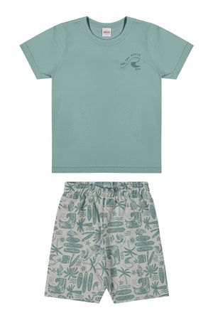 Conjunto Infantil Menino Estampa Tropical Elian Verde